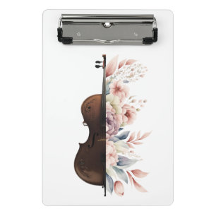 Viool met bloemen. mini klembord