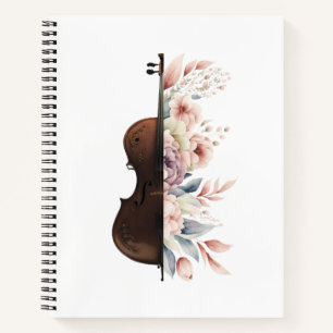 Viool met bloemen. notitieboek