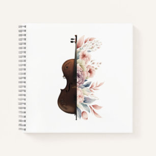 Viool met bloemen. notitieboek
