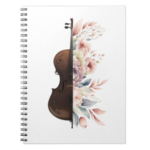 Viool met bloemen. notitieboek