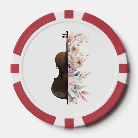 Viool met bloemen. poker chips (Voorkant)