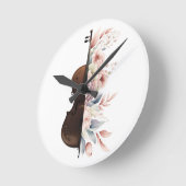 Viool met bloemen. ronde klok (Hoek)