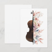 Viool met bloemen. RSVP kaartje (Voorkant / Achterkant)