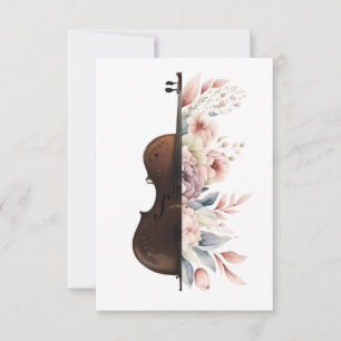 Viool met bloemen. RSVP kaartje