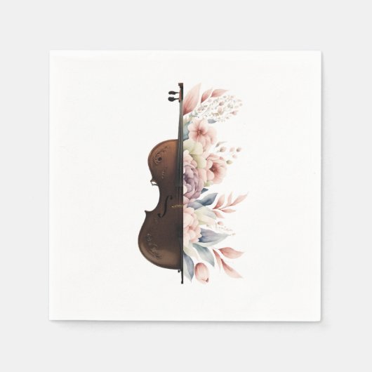 Viool met bloemen. servet (Voorkant)