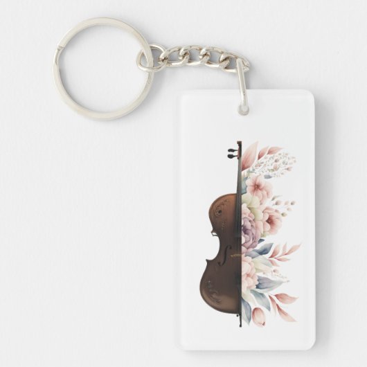 Viool met bloemen. sleutelhanger (Voorkant)