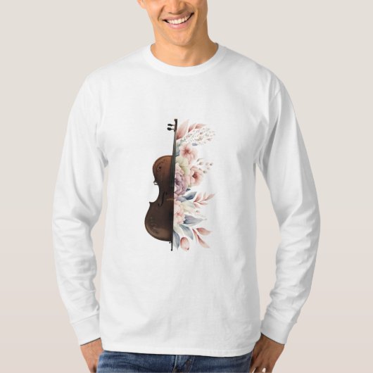 Viool met bloemen. t-shirt (Voorkant)