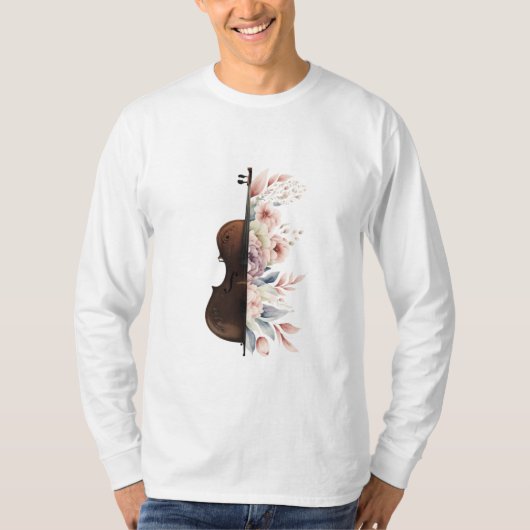 Viool met bloemen. t-shirt (Voorkant)