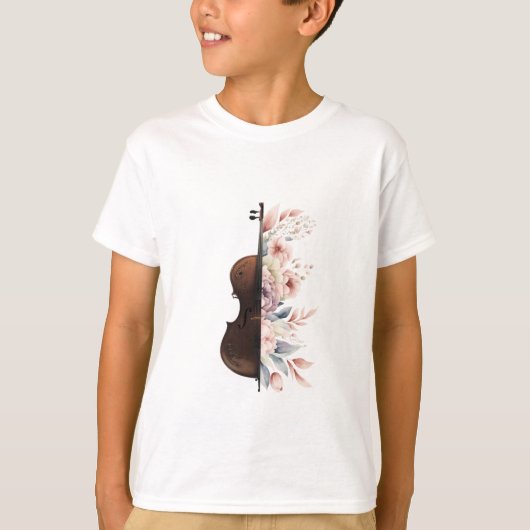 Viool met bloemen. t-shirt (Voorkant)