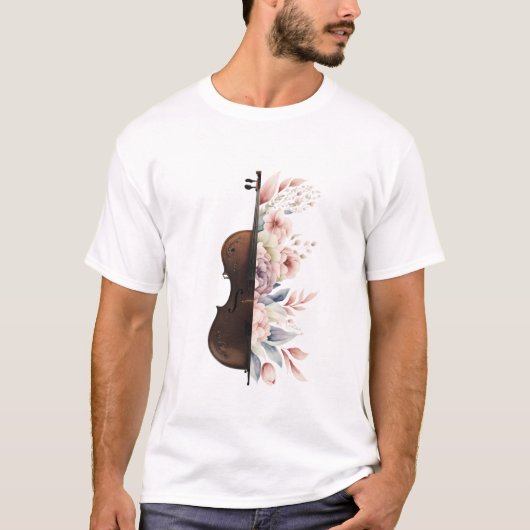 Viool met bloemen. t-shirt (Voorkant)