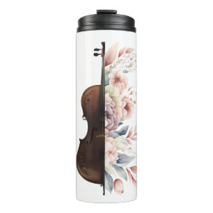 Viool met bloemen. thermosbeker