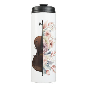 Viool met bloemen. thermosbeker