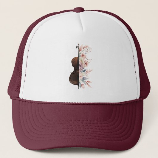 Viool met bloemen. trucker pet (Voorkant)