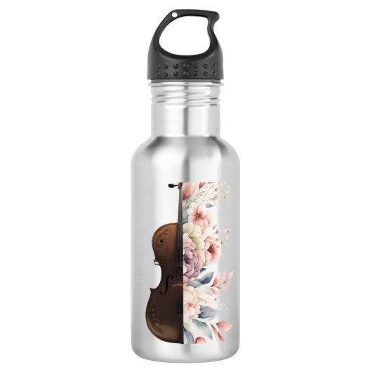 Viool met bloemen. waterfles  (Voorkant)
