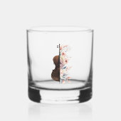 Viool met bloemen. whisky glas (Achterkant)