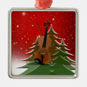 Viool met Kerst, Metalen Ornament