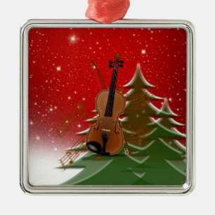 Viool met Kerstmis Metalen Ornament