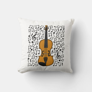 Viool met muzieknoten, violiste muziekleraar kussen