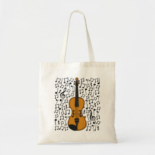 Viool met muzieknoten, violiste muziekleraar tote bag