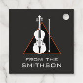 Viool minimaal zwart driehoek modern violist bedankjes labels (Achterkant)