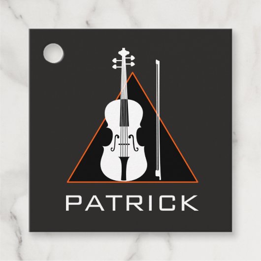 Viool minimaal zwart driehoek modern violist bedankjes labels (Voorkant)