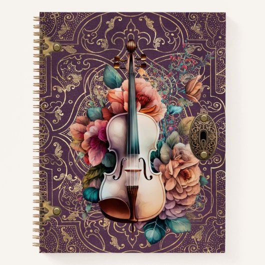 Viool Monogram Paars Betoverd Notitieboek (Voorkant)