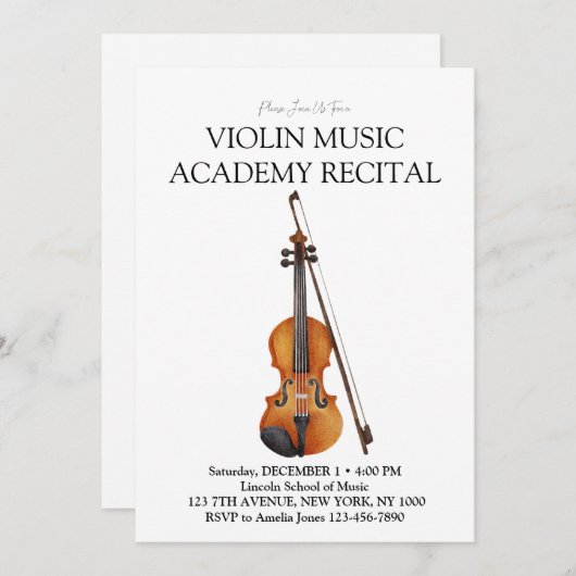 Viool Music Academy Speciale overweging Kaart (Voorkant / Achterkant)