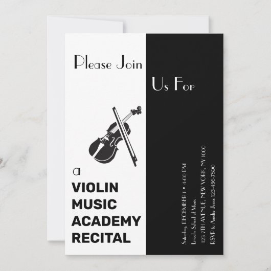 Viool Muziek Academie Elegante Moderne Overweging Kaart (Voorkant)