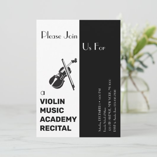 Viool Muziek Academie Elegante Moderne Overweging Kaart (Staand voorkant)