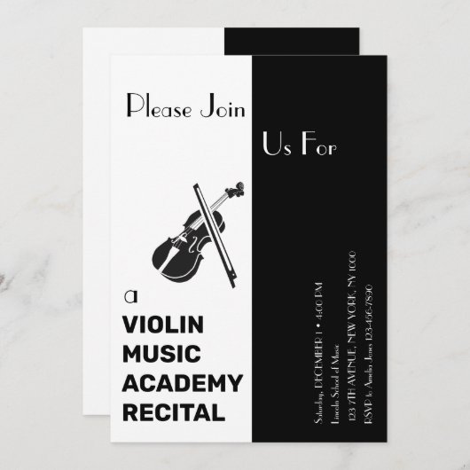 Viool Muziek Academie Elegante Moderne Overweging Kaart (Voorkant / Achterkant)