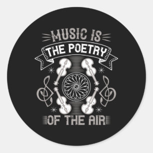 Viool - Muziek is de poëzie van de lucht Ronde Sticker
