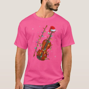 Viool Muziek Kerstmis Lichten Santa Viool Kerstmis T-shirt