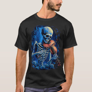 Viool Muziek Liefhebber Skelet Spelen Viool Cello T-shirt