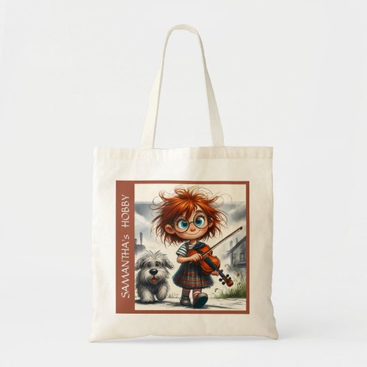 Viool Muziek Meisje school hobby kleurrijk schilde Tote Bag (Voorkant)