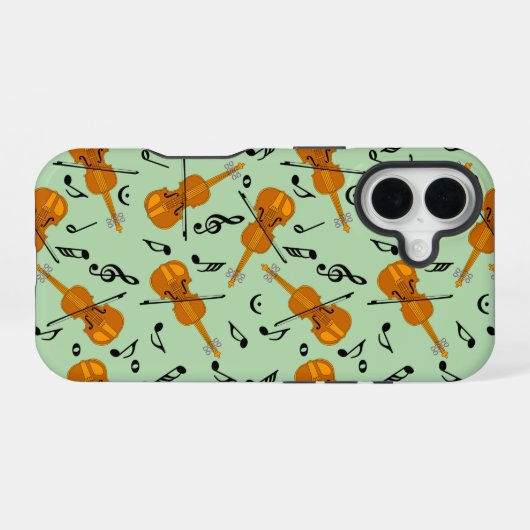Viool Muziek Notitie Patroon iPhone 16 Hoesje (Achterkant horizontaal)