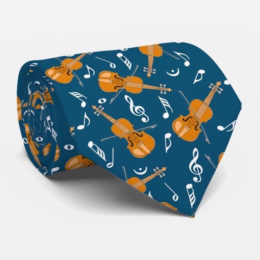 Viool Muziek Notitie Patroon Stropdas (Opgerold)