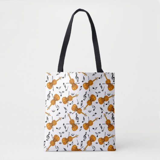 Viool Muziek Notitie Patroon Tote Bag (Voorkant)