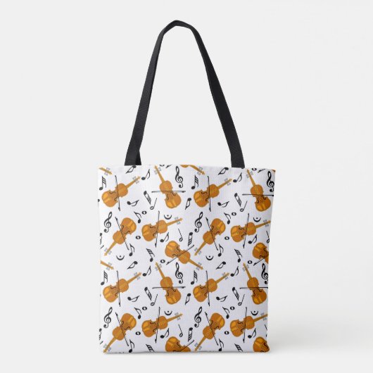 Viool Muziek Notitie Patroon Tote Bag (Achterkant)