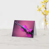 Viool of Viola Groet of Opmerking Kaart Roze (Gele Bloem)