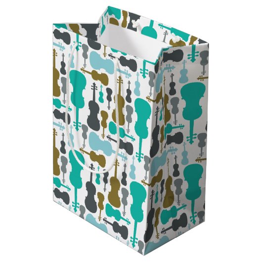 Viool of Viola patroon Medium Cadeauzakje (Achterkant Gekanteld)