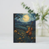 Viool onder een Sterrennacht Briefkaart (Staand voorkant)