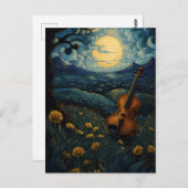 Viool onder een Sterrennacht Briefkaart (Voorkant / Achterkant)