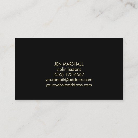 viool op faux metallic effect visitekaartje (Achterkant)