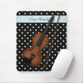 Viool op Ivoor & Zwarte Polka Dots Custom (Blauw) Muismat (Met muis)