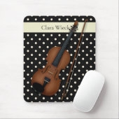 Viool op Ivoor & Zwarte Polka Dots Custom (Geel) Muismat (Met muis)