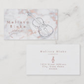 Viool op roze marmer visitekaartje (Voorkant / Achterkant)