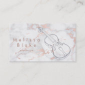 Viool op roze marmer visitekaartje (Voorkant)