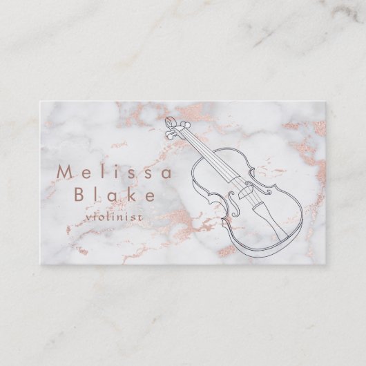 Viool op roze marmer visitekaartje (Voorkant)