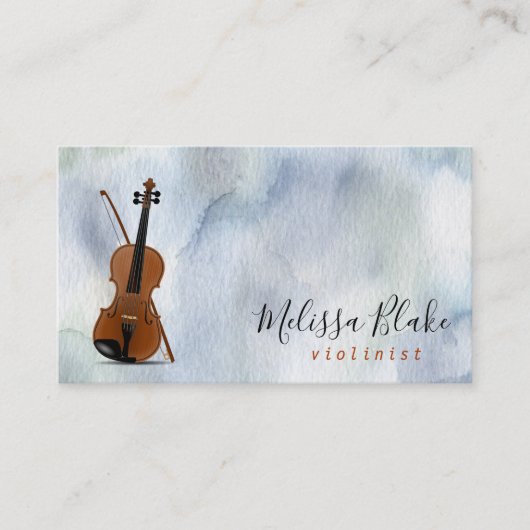 Viool op waterverf achtergrond visitekaartje (Voorkant)