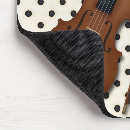 Viool op Zwart & Ivoor Polka Dots Custom (Blauw) Muismat (Hoek)